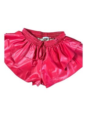 NWOT Idem Ditto Red Faux Leather Flutter Shorts Size M 4th of July Festival